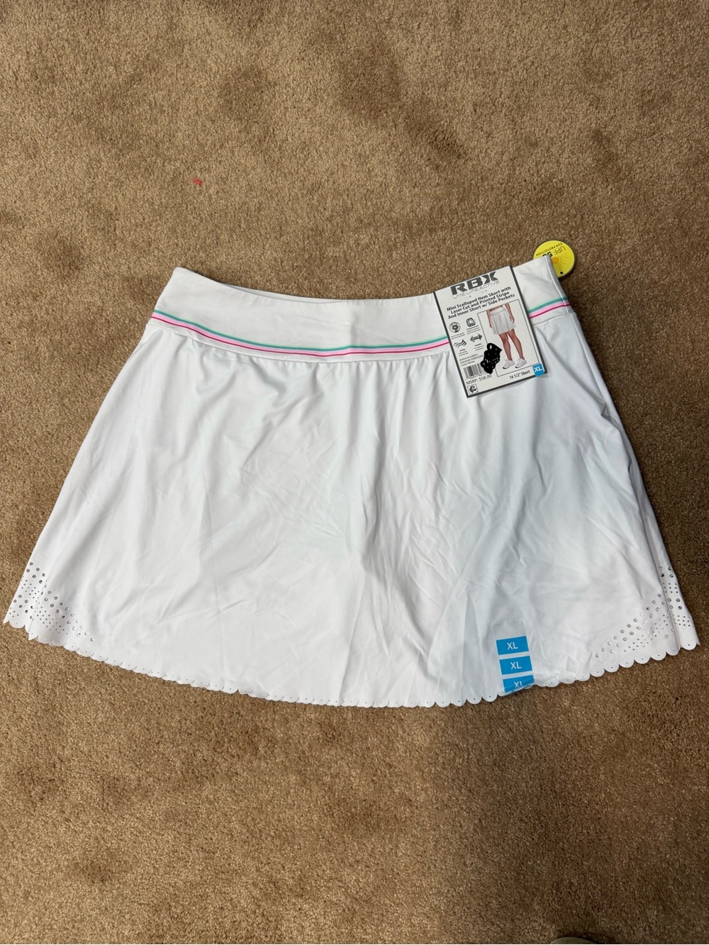 RBX White Skort with Pink and Teal Waist Stripes
